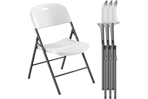 Nazhura 350 Weight Limit Heavy Duty Plastic Folding Chair with Reinfoced Steel Frame for Indoor and Outdoor, Wedding, Party, Restaurant, Meeting Room, Patio and Garden (White, 4 Pack)