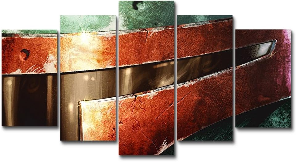LMPTART 60x32inches Print Boba Fett Bounty Hunter Helmet canvas wall art painting Star Wars Poster for Living Room Decor painting children Decor Print Home Decor Wall Art Painting Framed ready to hang