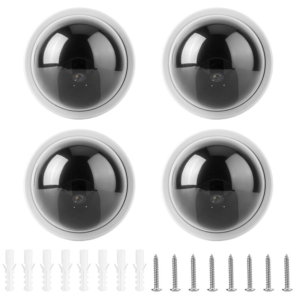 Biunixin May Gifts Dome Simulation Camera, CCTV Dummy Fake Security Camera With Flashing Led Light 4pcs(White)