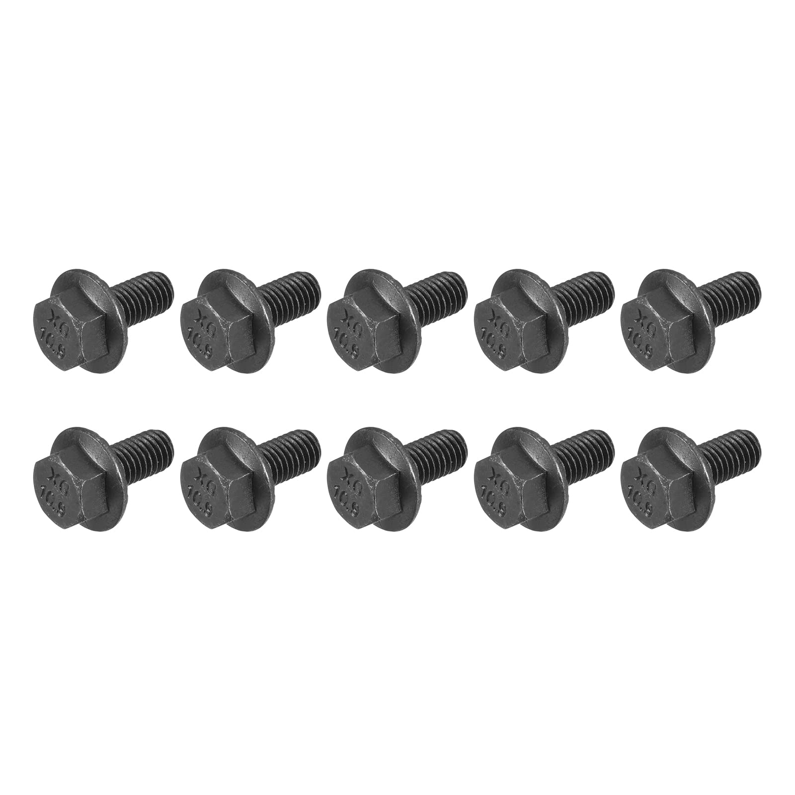 METALLIXITY Flanged Hex Head Bolts (M5x10mm) 10pcs, Hexagon Serrated Flange Bolt Fully Thread Screw - for House Construction Hardware Fasteners โ image 1
