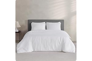 DAPU 100% Linen Duvet Cover Set - Pure Natural French Flax Linen with 8 Corner Ties and Zipper Closure Soft Breathable Durable for Hot Sleepers 1 Duvet Cover 2 Pillowcases (White, Full/Queen)