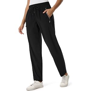Airswan Women's Stretch Active Pants, Hiking Pants with Zipper Pockets | Lightweight relaxed straight-leg fit, high-rise draw
