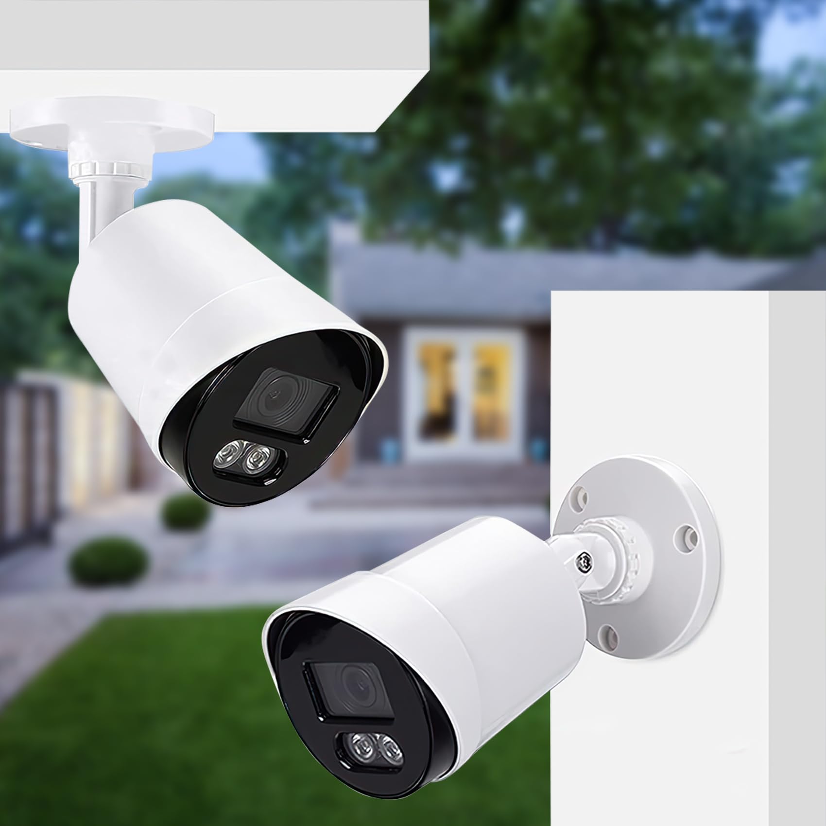 Photo 1 of yoyomax 2-Pack 5MP HD Security Camera with Colorful Night Vision, 2560x1920 Resolution, Motion Detection Sensor, IP66 Weatherproof for Indoor and Outdoor Use, White