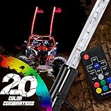 3ft LED Whip Light for UTV ATV [21 Modes] [20 Colors] [RF Wireless Remote] [Weatherproof] [USA Flag] LED Lighted Whip Antenna for RZR Can-Am Polaris UTV ATV Accessories