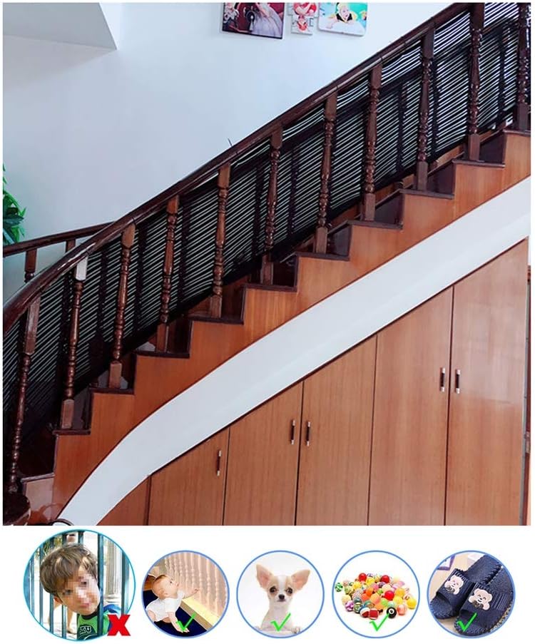 HUANPIN Kids Safety Net, Rail Balcony and Stairway Safety Net for Baby Child Kids Indoor & Outdoor- Pet,Toy Safety | Banister Guard | Child Safety Net Black