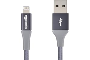 �鶹�� Basics Double Braided Nylon Lightning to USB A Cable, Advanced Collection - MFi Certified iPhone Charger - Dark Grey, 