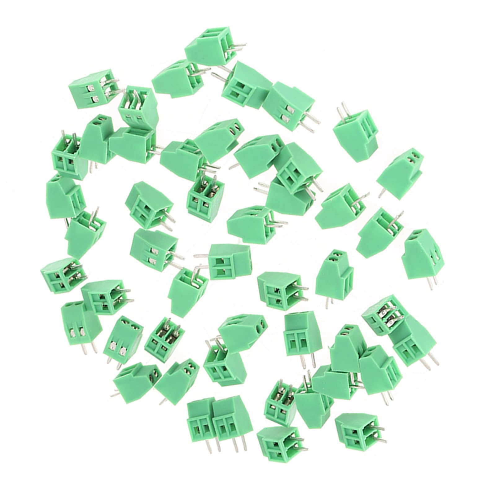 Oumefar 2 Pin Universal Screw Terminal Block Connector PCB Board Kit 50Pcs 2 . 54mm PCB Pitch Green Screw Block Connector 50 Set Mount Terminal Block Connector