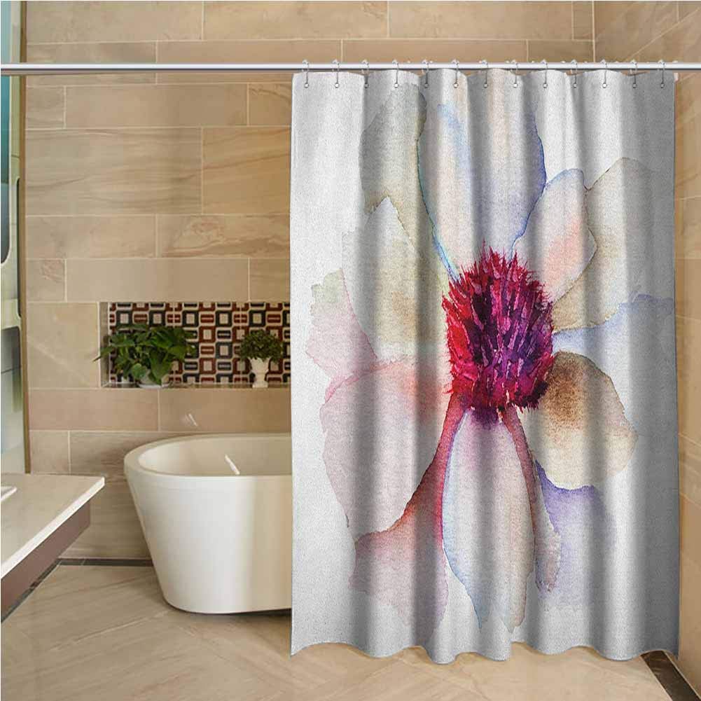 Lohebhuic Watercolor 3D Printed Shower Curtain Flower Blossom Artwork with Tender Petals Romantic Dreamlike Garden Plants Hotel Quality Machine Washable W95 x L70 Inch Fuchsia Cream