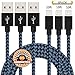 Suanna iPhone Cable 3Pack 10FT Nylon Braided Certified Lightning to USB iPhone Charger Cord for iPhone X 8 7 Plus 6S 6 SE 5S 5C 5, iPad 2 3 4 Mini Air Pro, iPod Nano 7 (Black Blue)