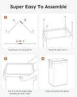 SOLEDI 90L Laundry Basket with Lid Collapsible Removable Inner Bag Grey view 8