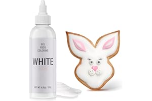 CHERRYSEA Food Coloring Gel for Baking Cake Food Coloring 4.5OZ Vibrant Gel Food Dye for Easter Egg,Icing, Fondant, Macaron, Frosting, Cookie, Gluten Free Vegan Tasteless Large Size (128g)/Bottles - White