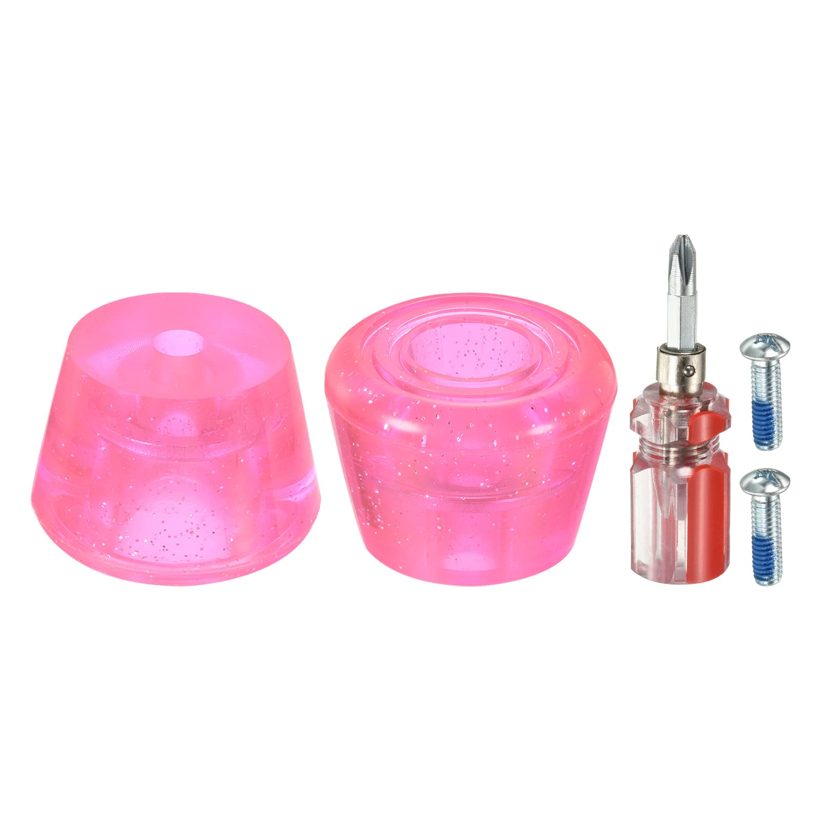PATIKIL Roller Skate Toe Stops with Screwdriver, 1 Pair 82A Rubber Brake Stoppers Block for Roller Skate Accessories Replacement, Clear Pink