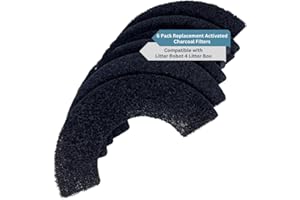 Fresh Headquarters 6-Pack Activated Carbon Filters for Litter Box - Unscented Pre-Cut Activated Carbon Filter Replacement - Absorbs Odors and Dust - Compatible with Litter Robot 4 Model, Made in USA