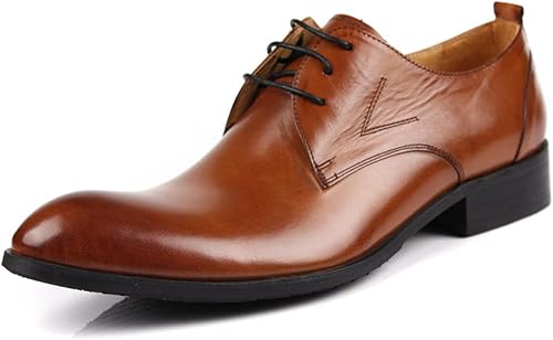 Amazon ウォウフォ 商標登録0798 メンズ ビジネスシューズ レザー 外羽根 トラッドシューズ 本革 革靴 紳士靴 プレーントゥ ポインテッドトウ パーティー靴 レースアップ メダリオン 定番のシューズ ブラウン 036 704 ビジネスシューズ