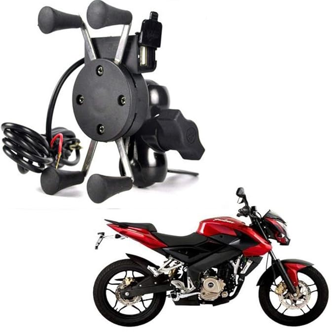 Rwt Mobile Phone Holder With Usb Charger Bike Mobile Holder For Bajaj Pulsar 0 Ns Dts I Amazon In Electronics