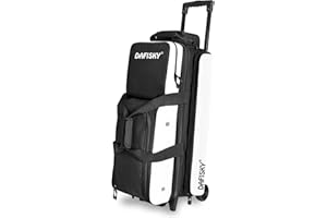DAFISKY 3 ball bowling bags with wheels, bowling ball bag 3 ball roller with Multiple Pockets Retractable Handle
