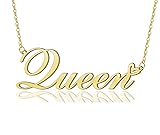 Queen Heart Name Necklace 18k Gold Plated Stainless