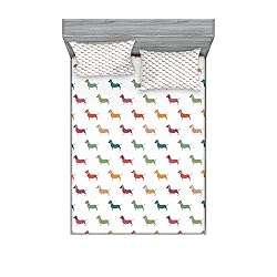 Ambesonne Scottie Dog Fitted Sheet & Pillow Sham