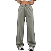 Aleumdr Women's High Waisted Wide Legs Sweatpant Casual Drawstring Sweat Pants Workout Athletic Joggers with Pockets