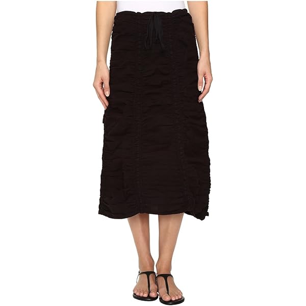 XCVI Stretch Poplin Double Shirred Panel Skirt Anchor Navy SM