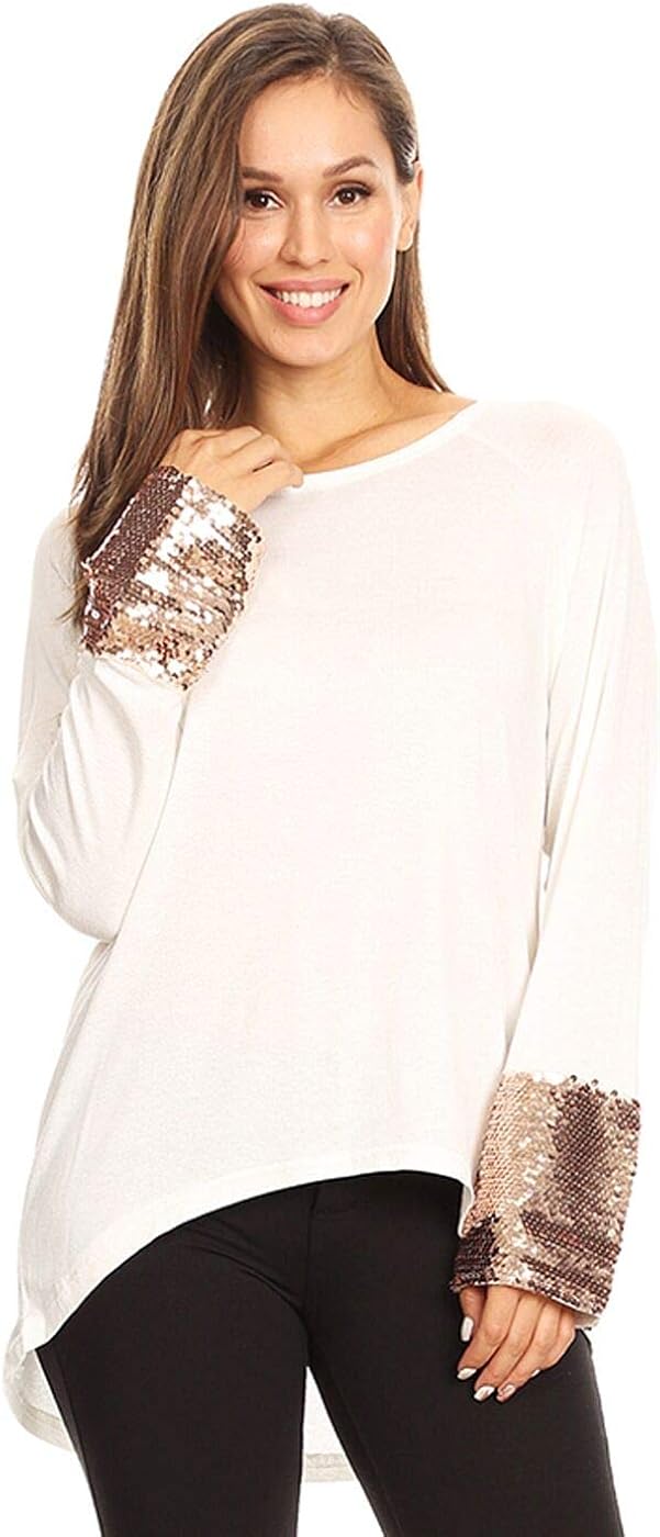 womens rose gold sequin top