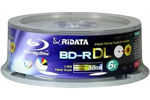 Ritek 50GB BD-R DL Dual-Layer Blu-Ray Writable Disc, 6x, 25pk