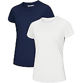 MAGCOMSEN 2 Pack Women's Short Sleeve T-Shirts UPF 50+ Workout Running Quick Dry Athletic Rash Guard Swim Top
