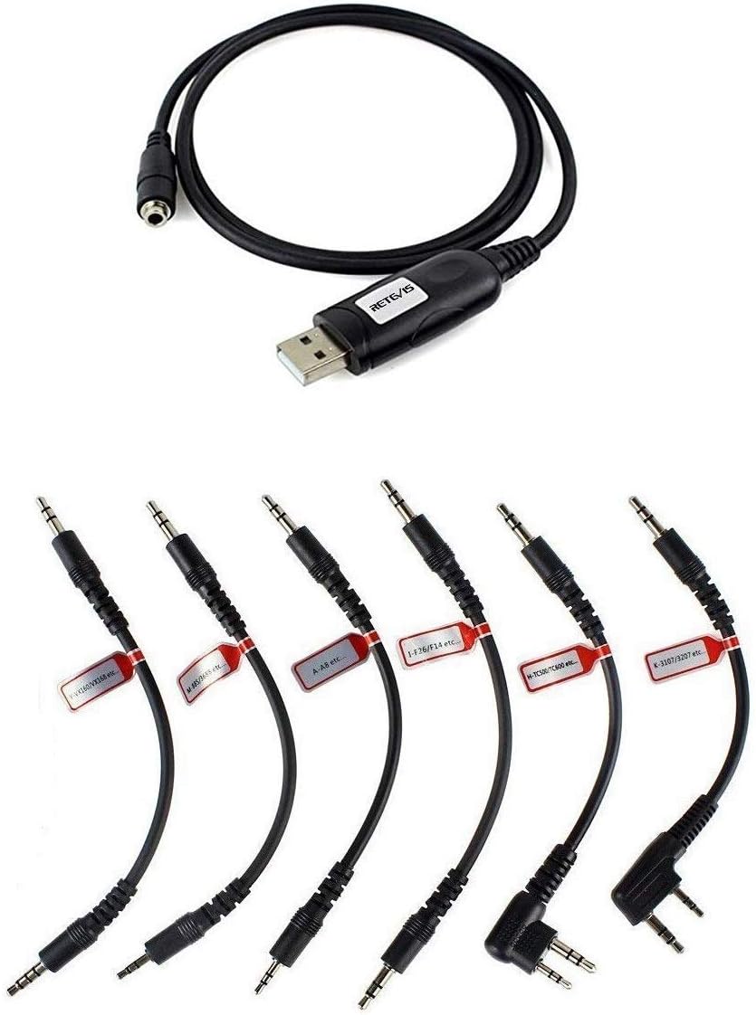 Retevis 6 in 1 USB Programming Cable with 6 Adapters Compatible with Walkie Talkie RT24 RT22 RT27 RT28 Motorola CP040 CP125 Baofeng BF-888S UV-5R KENWOOD ICOM YAESU Two Way Radio - Image 3