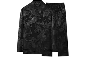 YEMYIQZ Kung Fu Uniform for Men Shirt Suit Chinese Traditional Tang Hanfu Martial Arts Wing Chun Tai Chi Training Cloth Pants