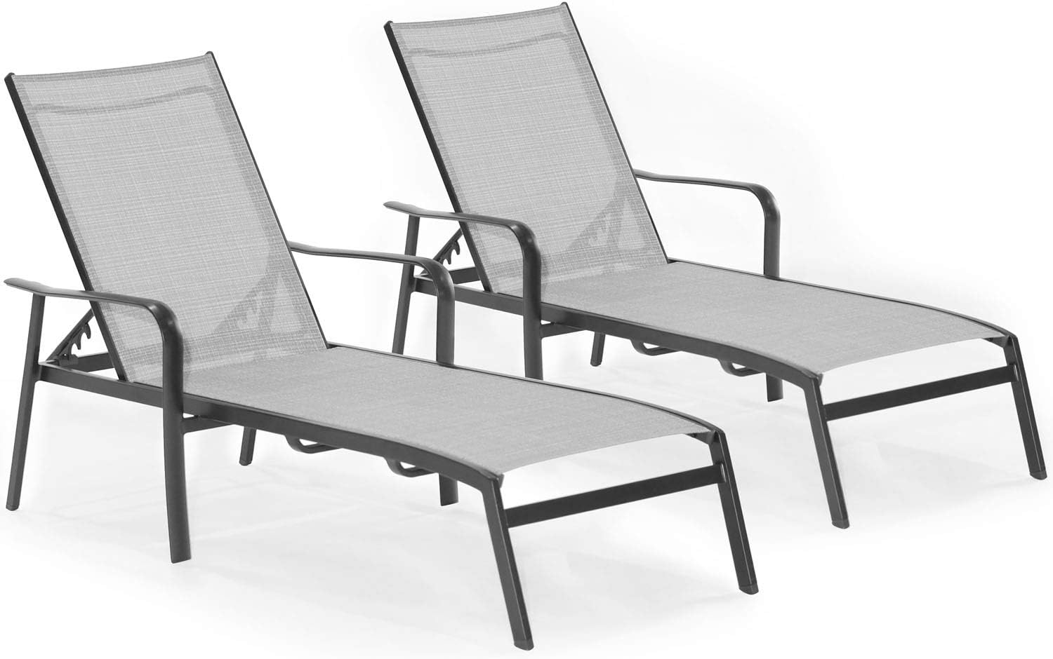Hanover FOXCHS2PC-GRY Foxhill 2-Piece All-Weather Grade Aluminum Chaise Lounge Chair Set Commercial Outdoor Furniture, Gray/Gunmetal : Garden & Outdoor