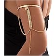 Rotaiboes Summer Beach Arm Bracelet Upper Arm Cuff Adjustable Sequin Tassels Arm Band Metal Tassel Bangle Wedding Costume Jewelry for Women