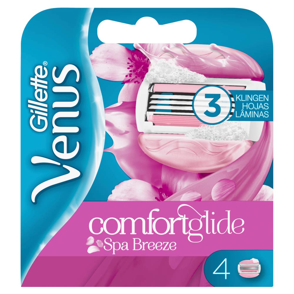 Gillette Venus Comfortglide Breeze Spa Women's Razor Blades with Shaving Gel Cushion for Skin Protection, 4 Replacement Blades