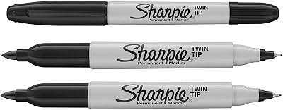 Sharpie Twin Tip Permanent Marker Pens Black Ink Pack of 3 Fine & Ultra Fine