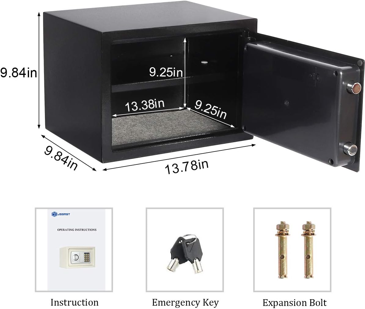 Jssmst Money Safe Box, 0.5CF Security Digital Safe for Home Office, Personal Safe Lock Box with Electronic Keypad, Home Safes and Lock Boxes, SM-SF029, Black: Office Products