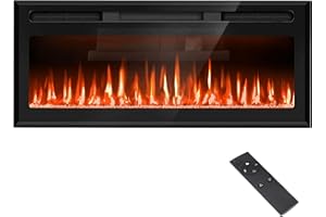 SIXFIVSEVN 43" Mirrored Electric Fireplace Wall Mounted and Recessed, Ultra-Thin Electric Fireplace Inserts, Fireplace Heater and Linear Fireplace with Timer/Remote Control/12 Adjustable Flame Color, 750w/1500w