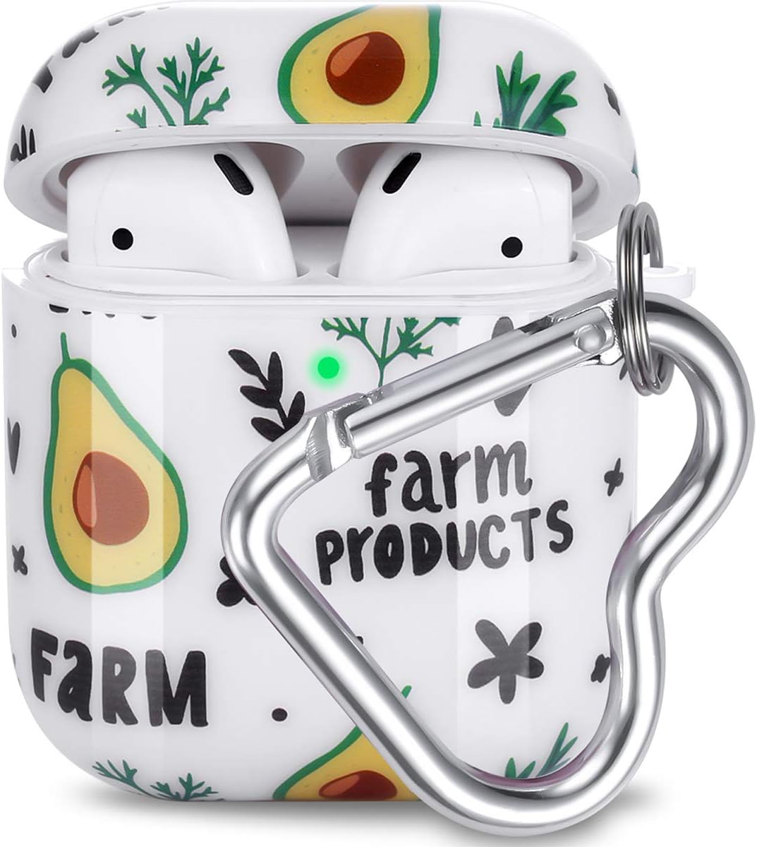 AirPod Case, Olytop Cute Spaceship AirPods Accessories Protective Design Case Cover Portable with Keychain Compatible with Apple AirPods Charging Case 2&1 for Girls Women Men (Avocado)