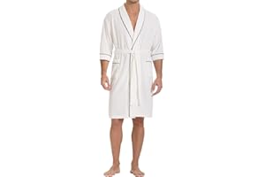 SIORO Men’s Waffle Knit Robe with Shawl Collar, Short Lightweight Bathrobe with Pockets, Perfect for Spa, Summer & Shower