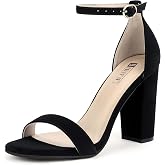 IDIFU Women's IN4 Cookie-HI Chunky High Heel Sandals Open Toe Ankle Strap Wedding Bridal Prom Dress Shoes for Women Bride Bridesmaid