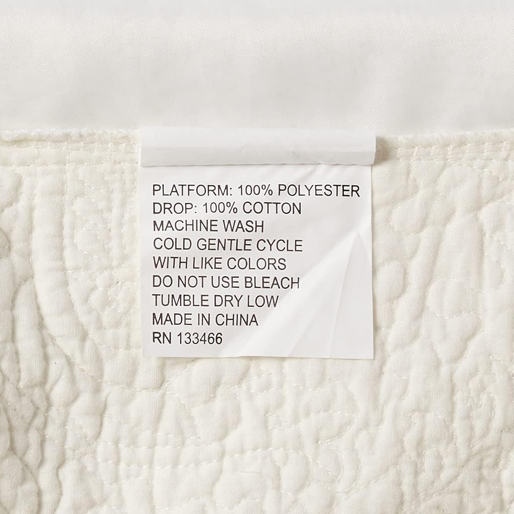 Greenland Home Paisley Quilted Bed Skirt, Ivory, King: Home & Kitchen