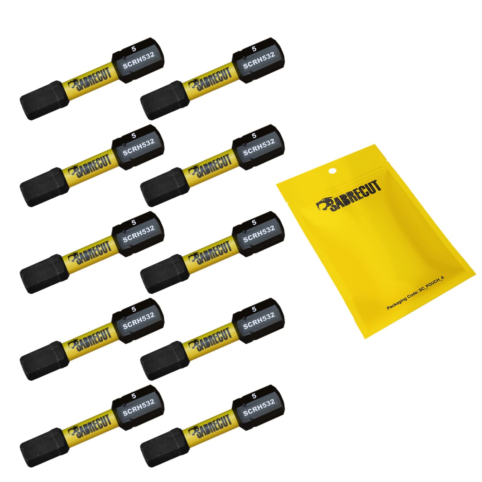 10 x SabreCut SCRH532_10 32mm H5 Hex Magnetic Impact Screwdriver Driver Bits Set Single Ended Heavy Duty