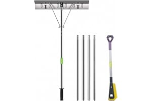 MYTOL Snow Rake for House Roof, Snow Scraper for Car Included, 26" Aluminum Blade with Wheels, 4.9'-20' Extension Tubes & Anti-Skid Handle, Lightweight Snow Roof Rake for Snow, Leaves, Debris Removal