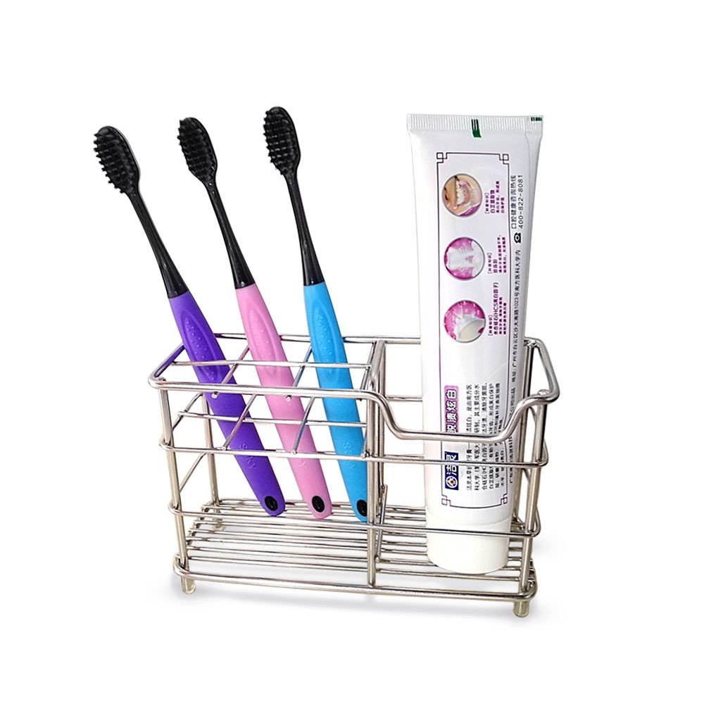 BeGrit Toothbrush Holder Stand Stainless Steel Toothpaste Organizer for Bathroom Vanity Countertops