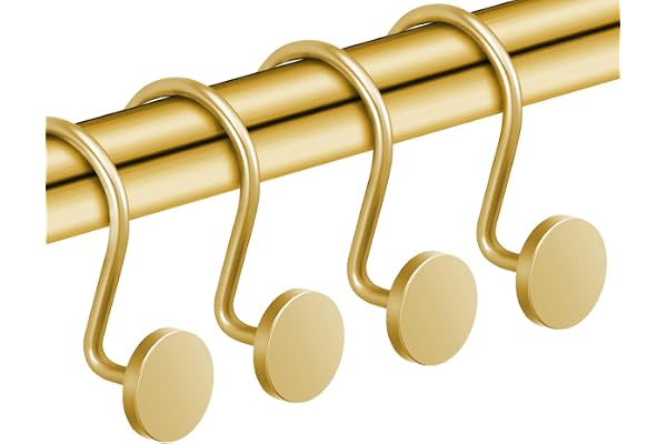 CHICTIE Gold Shower Curtain Hooks, Rustproof Shower Curtain Rings for Bathroom, Metal Shower Hooks for Shower Curtain Rod, Mo