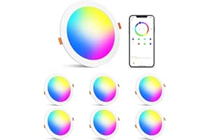 CHANGM Recessed Lighting 4 Inch Smart LED Recessed Ceiling Light Downlight 12W 1050 LM Daylight 5000K & RGB Dimmable by Alexa & APP, 16 Million Colors - DIY Scenes - Timer - 23 Color Changing Modes (6 Packs)