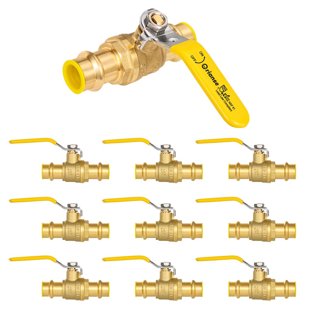 Photo 1 of 10 Pack ORIANSE 1/2" Press X Press Propress Ball Valve with EPDM O-ring,1/4-Turn Full Port Shut Off Stop Ball Valve For Copper Tubing ConnectionLPNPMFV4204469
