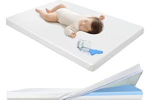 KNOIER®️ Pack and Play Mattress, 38"x26" | 2-Stage Dual Firmness, Machine Washable Cover, Waterproof & Breathable Surface, Soft & Firm, Play Mattress pad Pack N Play Mattresses for Baby and Toddler