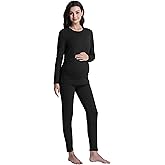 CFRTMTBB Women's Maternity Pajamas Sets 2 Piece Long Sleeve Crew Neck Tops and Legging Pants Pregnancy Loungewear Sleepwear