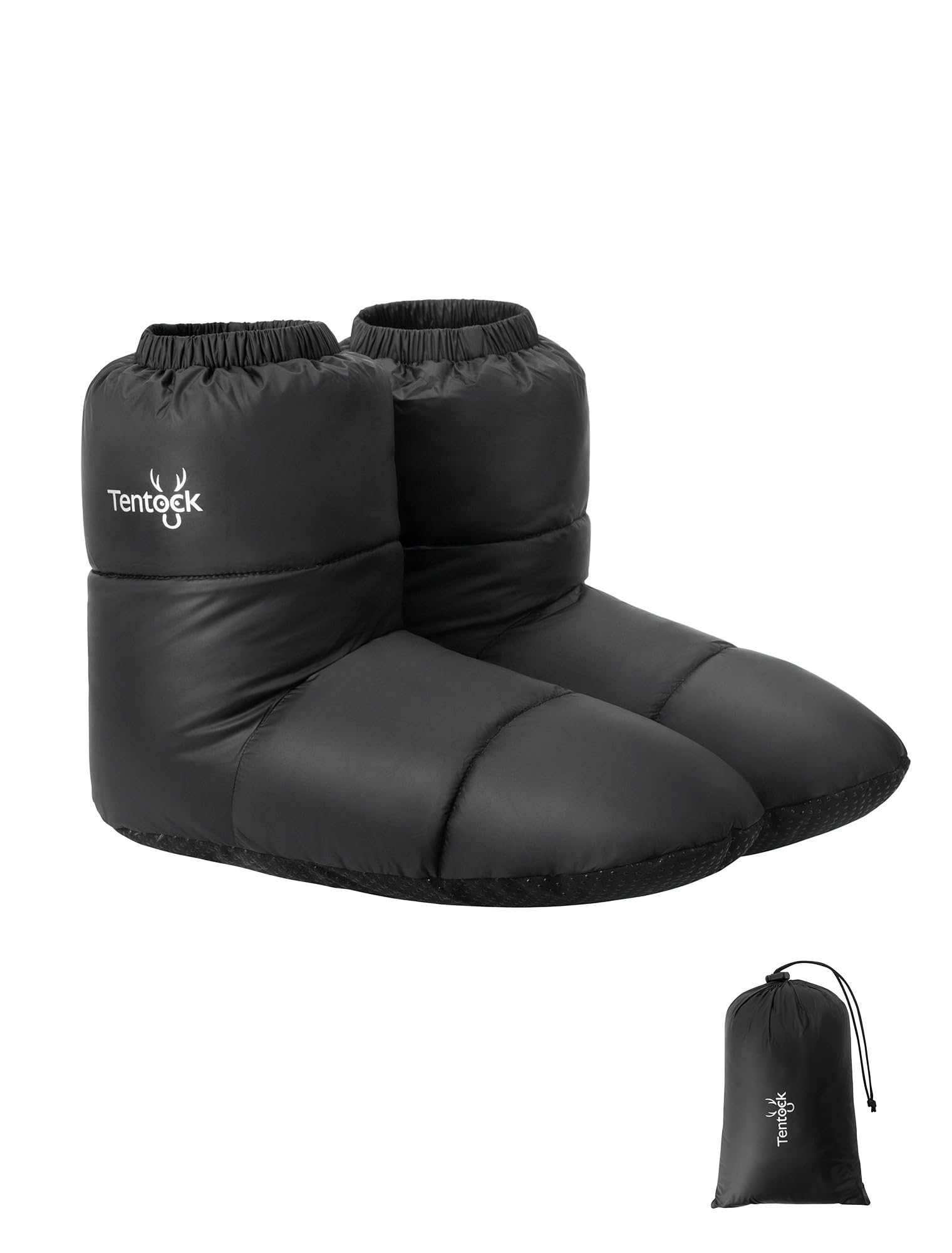 Tentock Down Socks for Men Women Duck Down Thermal Booties AntiSlip Sole Warm Winter Socks Camping Ski Tent Sleeping Bag Home Office Indoor Use Reusable Foot Warmers Outdoor (Black L)