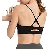 AMRIY Women's Light Support Sports Bra with Removable Pads Adjustable Crisscross Back Thin Straps for Yoga Everyday