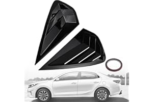 Sporacingrts 2PCS Rear Window Louvers Compatible with Kia Forte (2019-2024) - ABS Bright Black Air Vent Covers - Sporty Inter